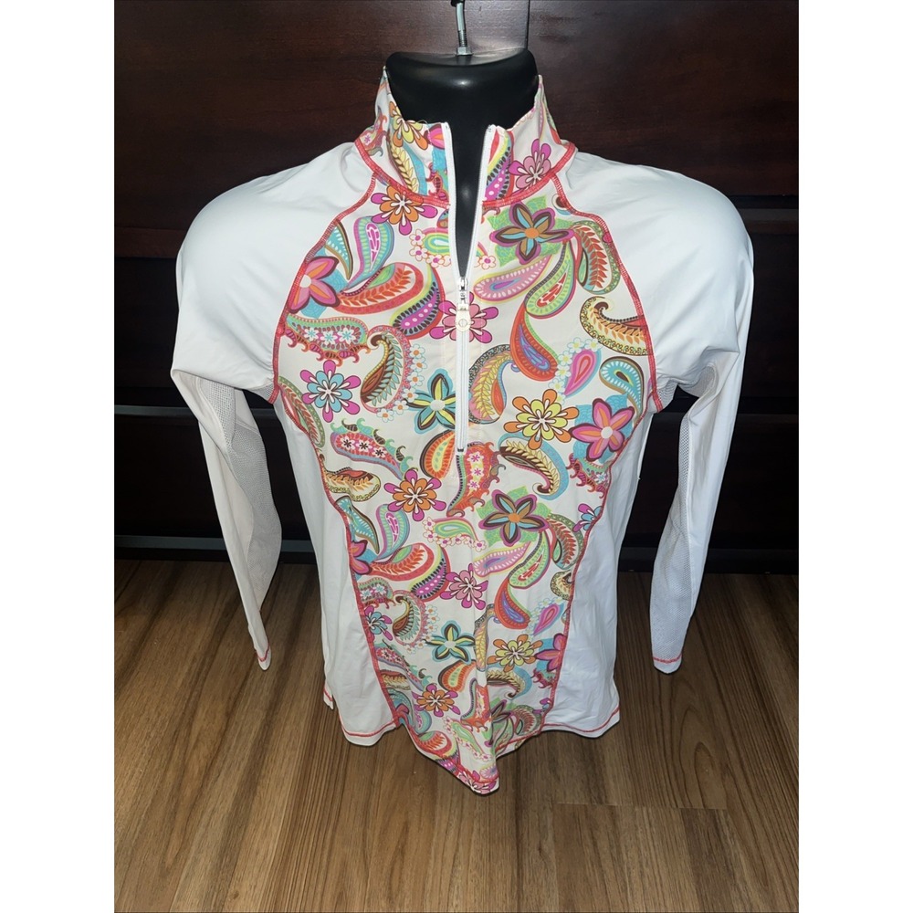 San Soleil Womens Size Small UV 50 + Cooling Mesh Long Sleeve 1/4 Zip Shirt